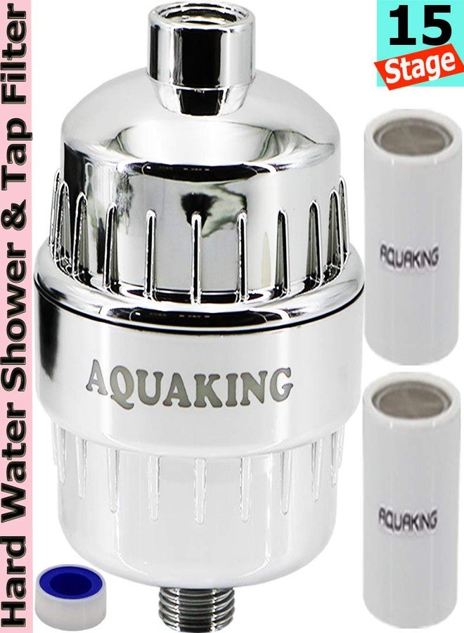 Aquaking Hard Water Shower Head Tap Filter - Vitamin C Softener For Chlorine, Limescale Removal | Bathroom Water Purifier With 2 Replaceable Cartridges 15 Stage SF900 Universal Hair Fall Solution - Image 3